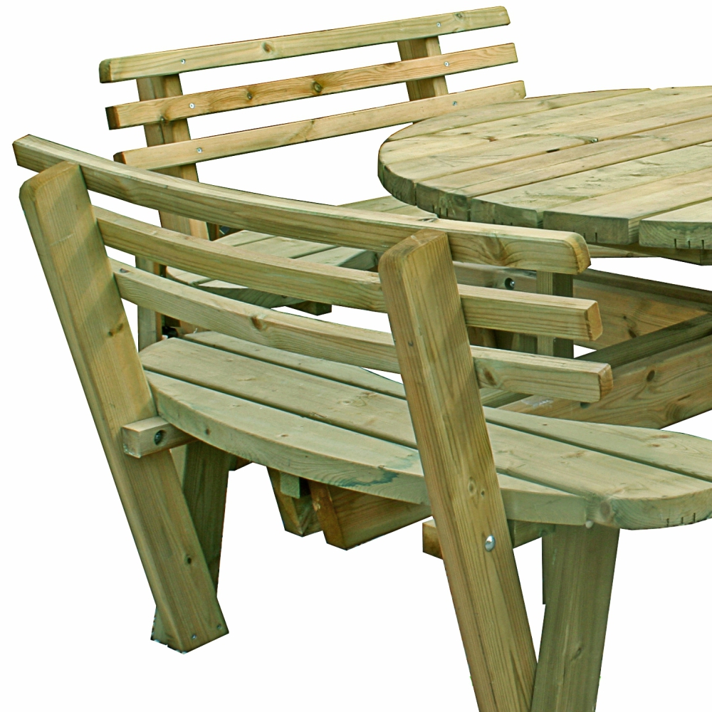 Round 8 Seat Picnic Table Backs, Round Wooden Picnic Tables Uk
