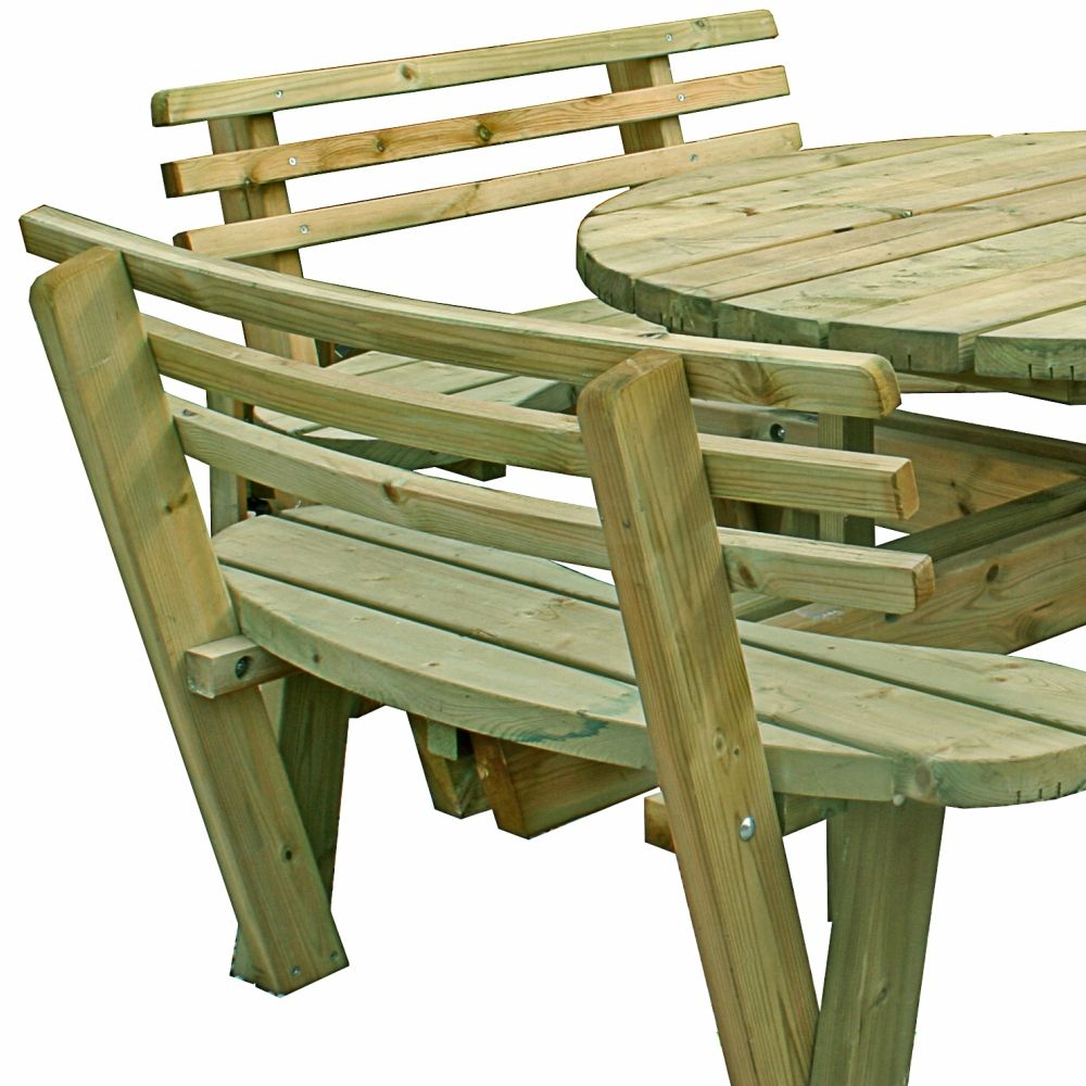 8 Seater Garden Patio Wooden Pub Bench, 8 Seater Round Picnic Table